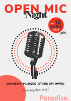 Affiche Soirée Open Mic - 16 Avril 2023