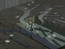 The trailer in the dystopian future after a laser blasts most of it to pieces.