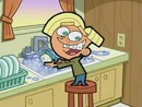 Chester in his trailer at the kitchen sink.