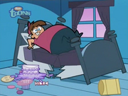 Overweight Timmy breaks his bed