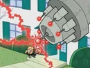 pushes Chester out of the way....