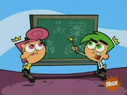 Cosmo explaining to Wanda what they should do through a layout drawing.