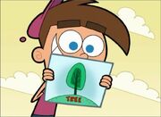 Timmy showing a picture of a tree.