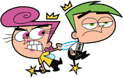 An angry Wanda dragging Cosmo