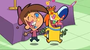 Sparky and Timmy eating candy together.