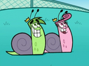 Cosmo and Wanda; disguised as colorful snails