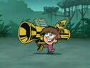 Timmy gets a gun that he will later use to inadvertantly destroy his house