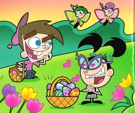 Timmy sharing his chocolate Easter eggs with Tootie