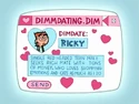 Wanda writing a description for Ricky on Dimdating.dim.