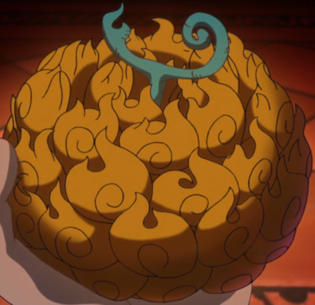The Subtle homage to ace with the Red Rock flames resembling the Flame  Flame Fruit patterns : r/OnePiece
