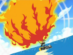 The Subtle homage to ace with the Red Rock flames resembling the Flame  Flame Fruit patterns : r/OnePiece