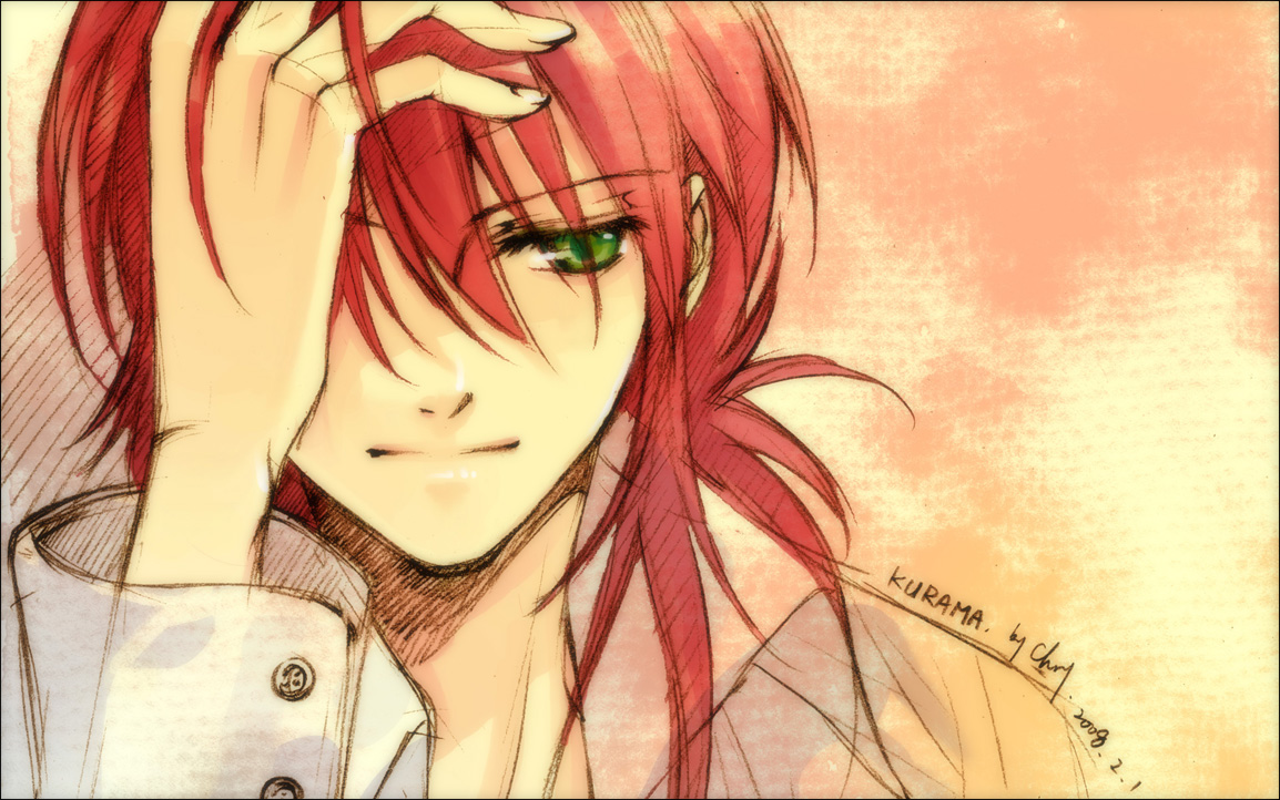 red hair green eyes anime boy