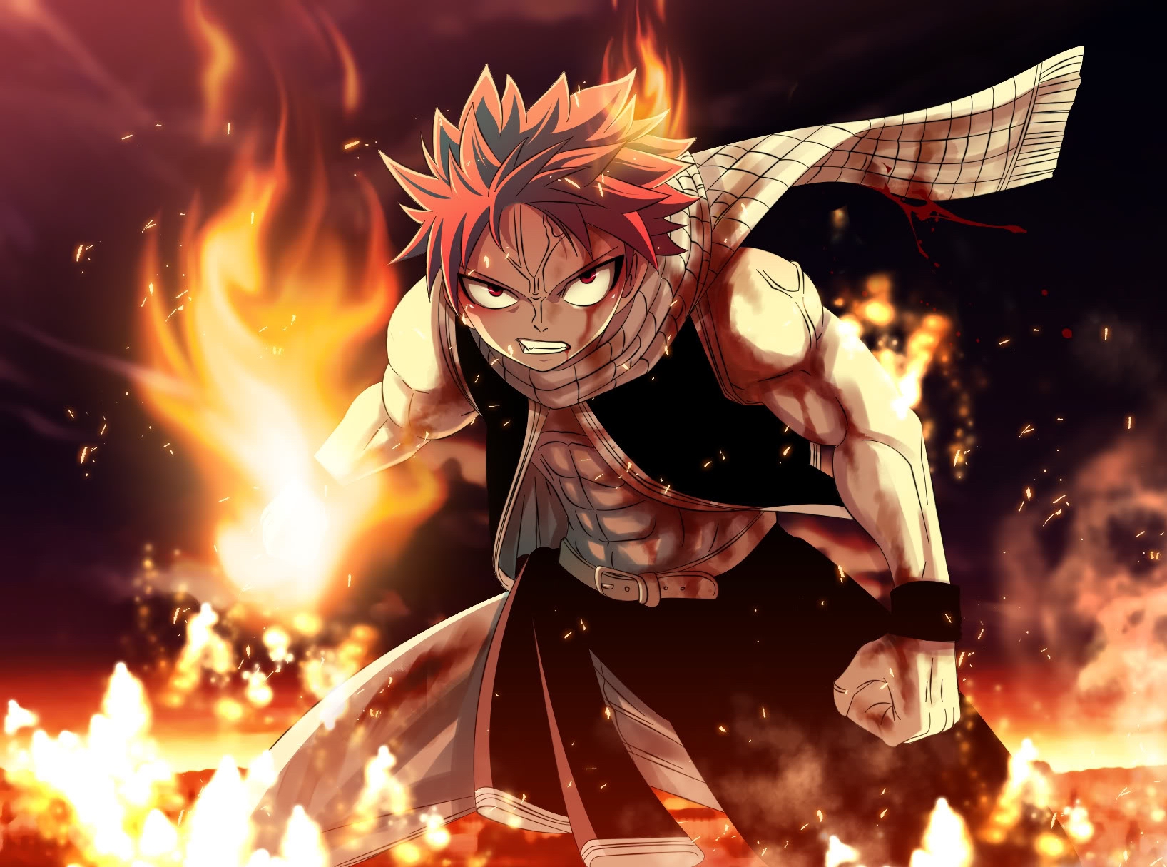 Wallpaper blood, fight, dragon, God, Fairy Tail, Natsu, dragon slayer,  mahou for mobile and desktop, section сёнэн, resolution 2000x1811 - download