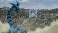 Yûri en dragon détruit la Ville de Magnoria
