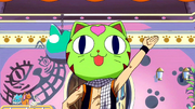 Natsu, avec le masque de chat fait le mariol anime