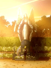 Lucy devant la tombe de sa mère