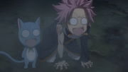 Natsu et Happy regardent leur amis creuser