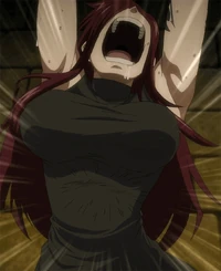 Erza torturée par la Maléfice de Sensation de Kyôka