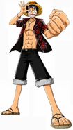 Luffy's attire in the Rougetown Arc.