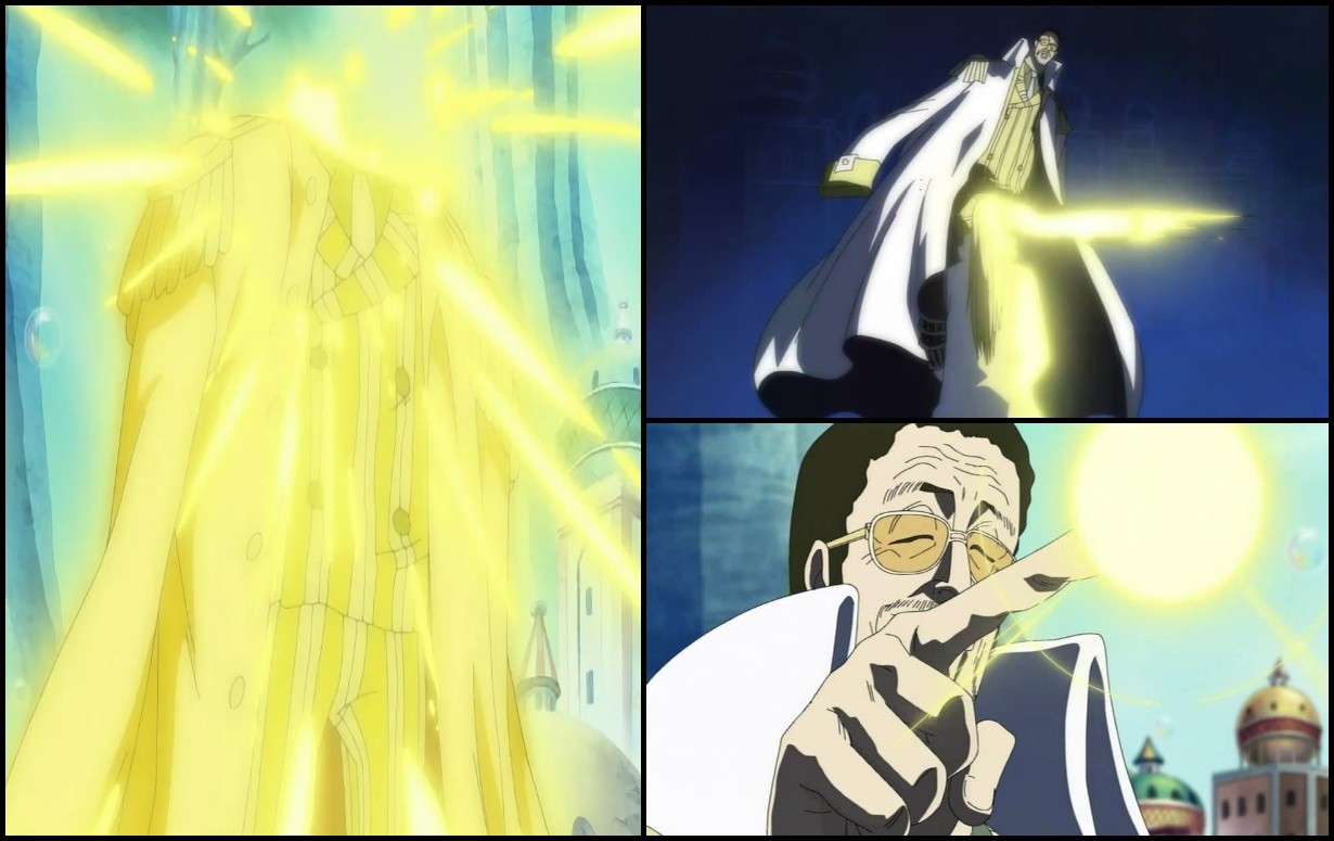 What if Sakazuki has Mera Mera no Mi, Kizaru has Goro Goro no Mi (with  yellow lightning), Ace has Magu Magu no Mi and Enel has Pika Pika no Mi? -  Quora