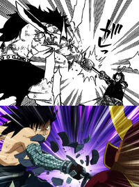 Gajeel grabs sword, manga anime difference