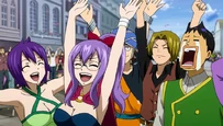 Miembros felices tras la victoria de Fairy Tail