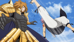 Loke y Natsu empiezan a luchar