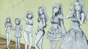Mirajane, Erza, Cana, Juvia, Levy, and Bisca turned to stone
