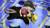 Natsu grieving over Future Lucy's death