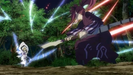 Suzaku fending off Selene's Moonlight Blades