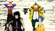 Levy, Gajeel, Droy, Panther Lily and Jet walk home with the clock part