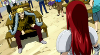 Laxus confrontando Erza