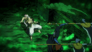 Natsu dodging Kama's scythe