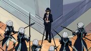 Edo-Gajeel confronted by guards