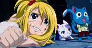 Lucy's reaction to Erza and Gray's return