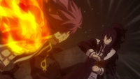 Natsu charges at Mard Geer