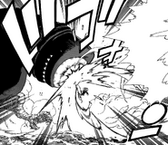 Natsu initiates his battle with the Cyclops Monster