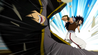 Gajeel punches Rogue away