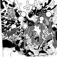 Gajeel and other FT members fighting with Acnologia