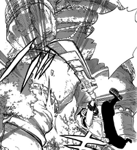 Hiroshi slashes a giant