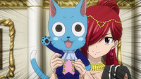 Erza presenting Happy