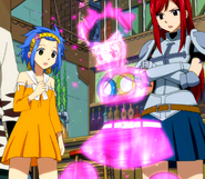 Erza and Levy watching Lucy vanish