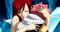 Erza hugging Natsu