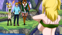 Gemini flashing Lucy's breasts to the men