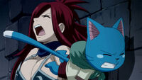 Happy hits Erza Scarlet