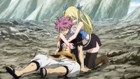 Lucy holds Natsu