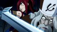 Erza takes Faust hostage