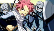 Natsu fighting against the Edolas Royal Army