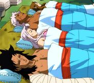 Gajeel resting with the injured