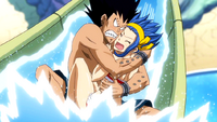 Gajeel and Levy at the slide